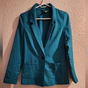 H&M Teal Tailored Blazer with Structured Shoulders